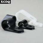 100pcs White R Shape Cable Clips Screw Fixing Nylon PA66 Plastic Desk Office Electric Wire Holder Fastener Management