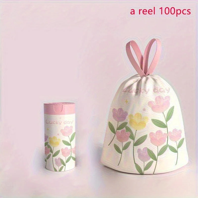 Lavender Trash Bags 100 Pack Thickened Lavender Scented Drawstring Trash Bags High-Density Polyethylene Large Size Multipurpose