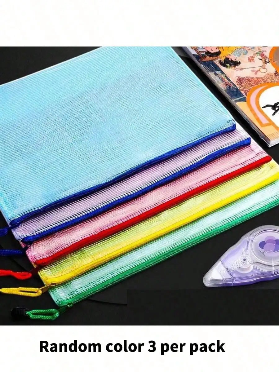 Large Capacity Waterproof A4 File Bag Zipper Document Storage Bag for Desktop Game School Textbook Suitable Office Supplies