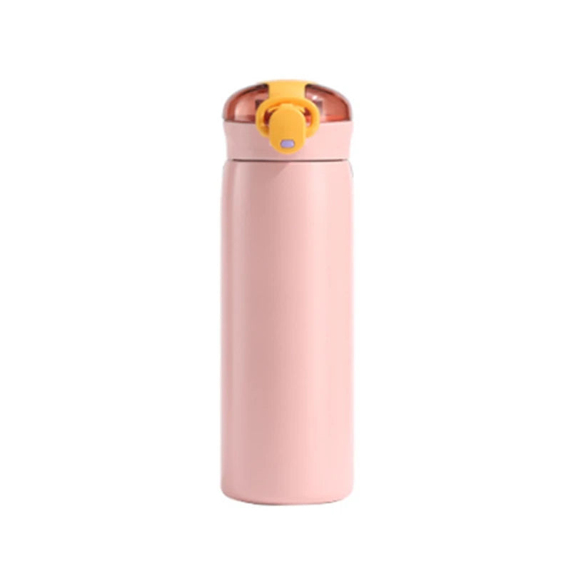 1pc 320/460ML Stainless Steel Thermal Bottle Portable Kids Straw Mug Cold and Hot Thermal Thermos Student Water Bottle