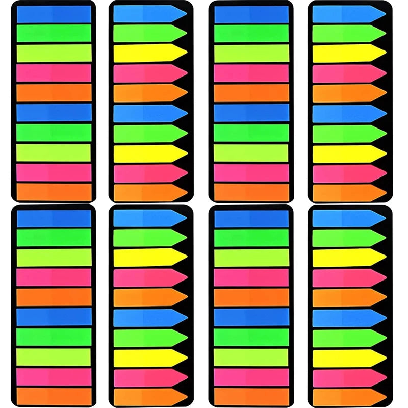 PET Page Markers Sticky Index Tabs, Bright Colors Arrow Flag Tabs for Book Annotation, Writable File Classification Labels