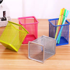 Multifunction Round/Square Mesh Pen Pot Multicolor Pen Holder Desk Tidy Stationery Organiser Pencil Storage Stationery Organiser
