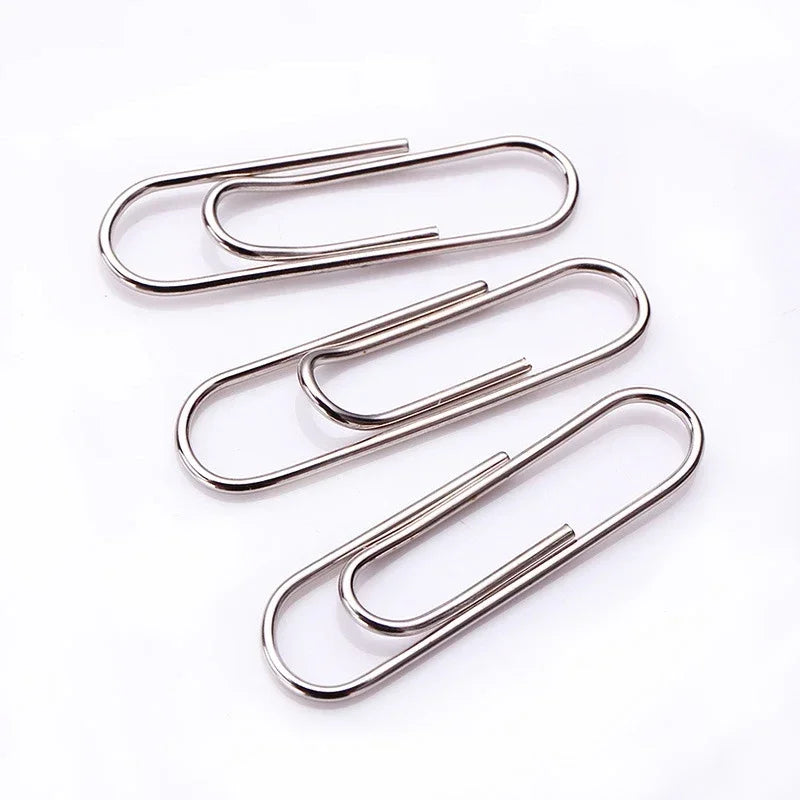 500/300/100/50PCS Metal Silver Paper Clips for Paperwork Stainless Steel Bookmark Paperclips Organizers Office School Supplies
