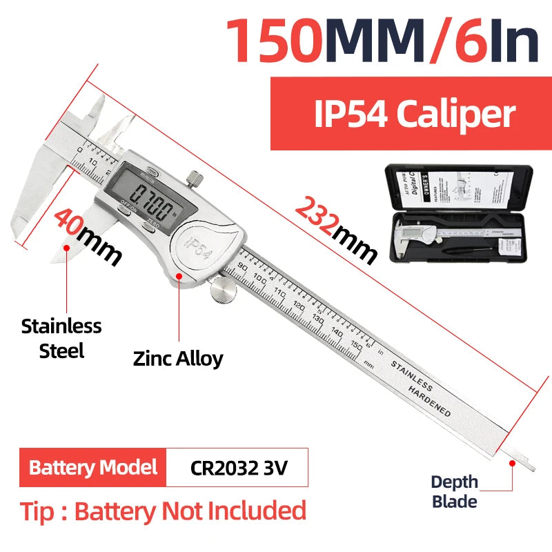 IP54 Calipers Stainless Steel Digital Pachymeter Caliber Measuring Tools Carpenter Tools Electronic Caliper Metal Vernier Ruler