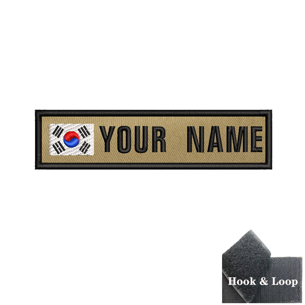 1PC 10cmX2.5cm Custom Name Flag Patch Badge Khaki Iron On Or Hook Loop Netherlands Russia Lithuania France Italy Spain Israel
