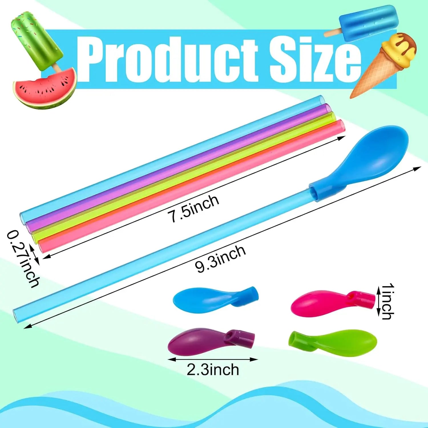Snow Cone Spoon Straws Long Milkshake Straws for Drinking Snow Cone Ice Cream Coffee Kitchen Stirring Utensil Supplies