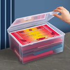 1Pc Transparent Storage Container Plastic Dustproof Box Stationery Jewelry Portable Large Capacity A4 A5 File Organizer Supplies