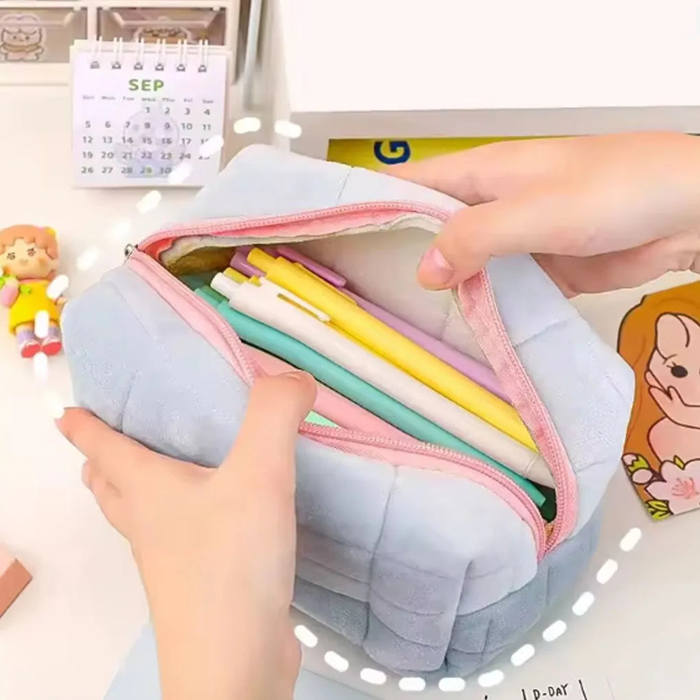 Cute Capybara 1pc pink blue Pillow Design Cosmetic Bag Pencil Case Pen Pouch Large-capacity Student Storage Pencil Case gift