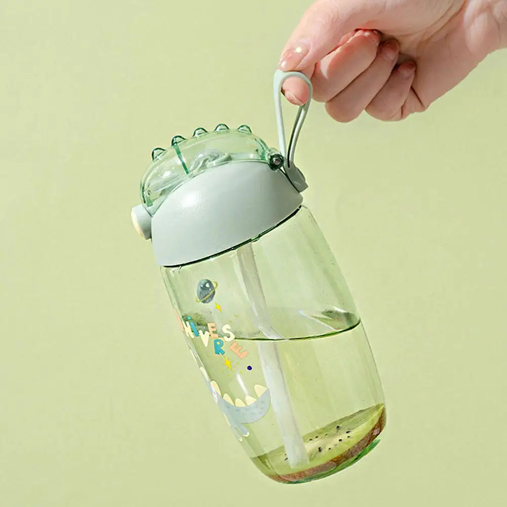 500ml Children's Dinosaur Water Bottle With Silicone Straw Leak Proof Plastic Water Bottle Summer Children's Water Cup