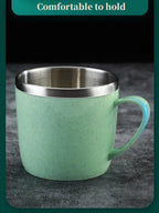 Double Layer Anti-scalding Stainless Steel Cups Plastic Handle Coffee Milk Mug Tea Drinks Water Cup for Home Office Tumbler