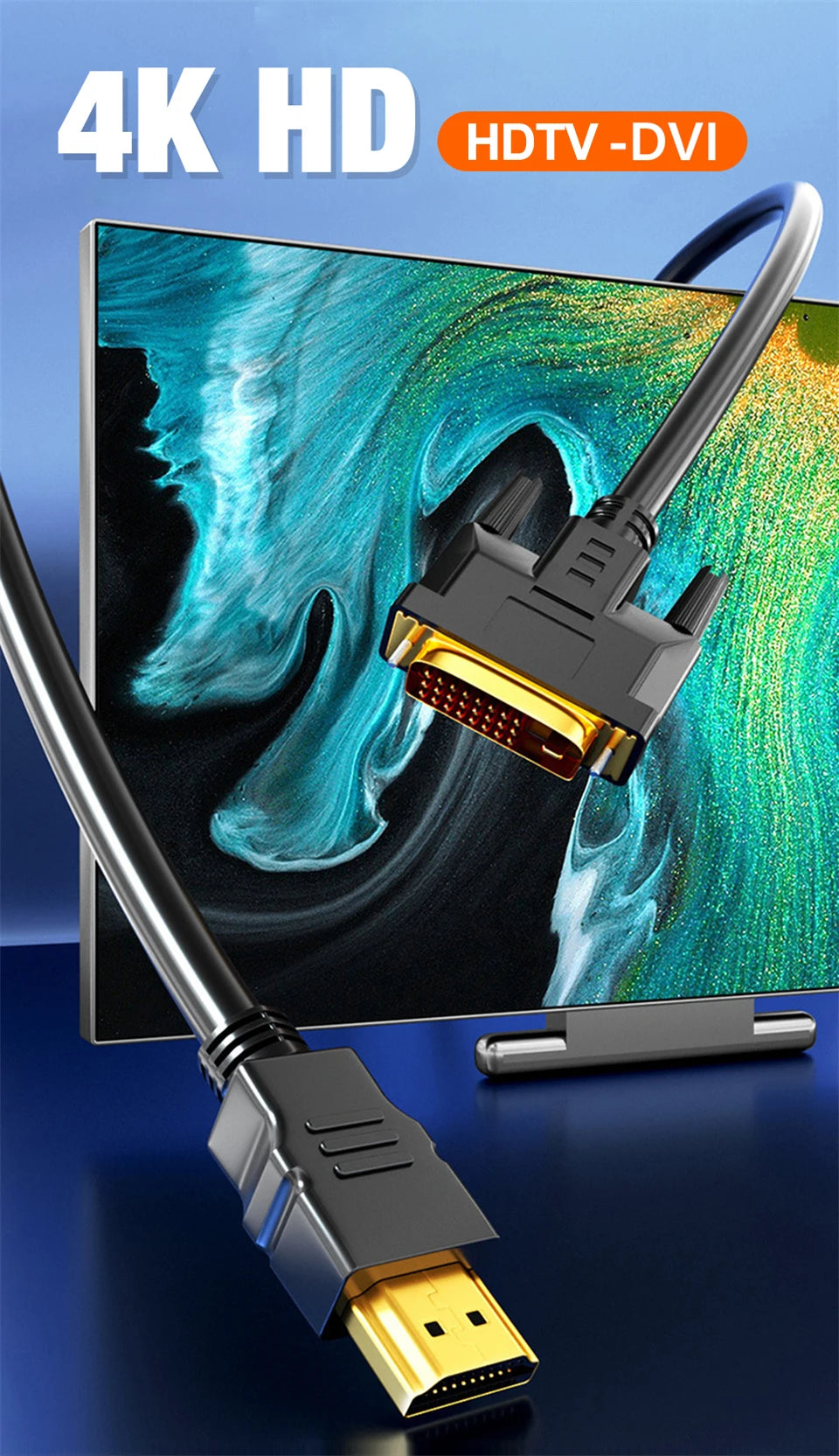 1080P HDMI-compatible to DVI Converter Cable Bi-directional DVI to HDMI-compatible Adapter Cables for PC TV Box PS4 DVD Projetor