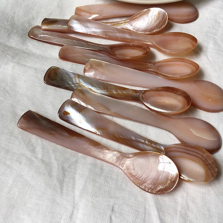 Kitchen Tools 9-13CM Natural Shell Ice Spoon Cream Coffee Caviar Spoon Mother of Pearl Seashells Stirring Spoons Teaspoon Crafts