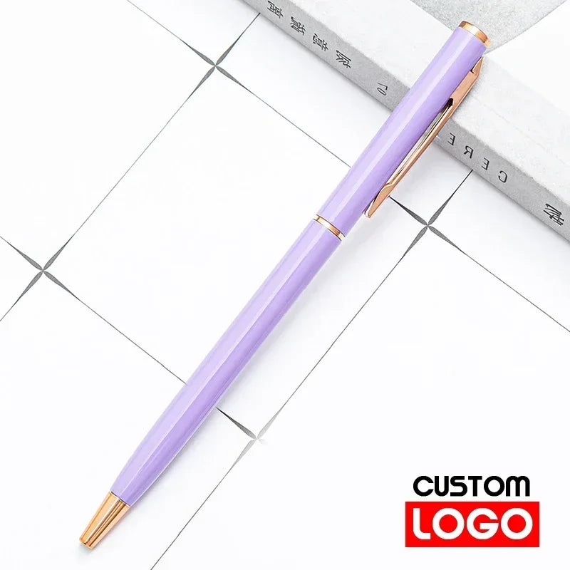 New Metal Ballpoint Pen Rose Gold Pen Custom Logo Advertising Ballpoint Pen  Lettering Engraved Name School&office Supplies