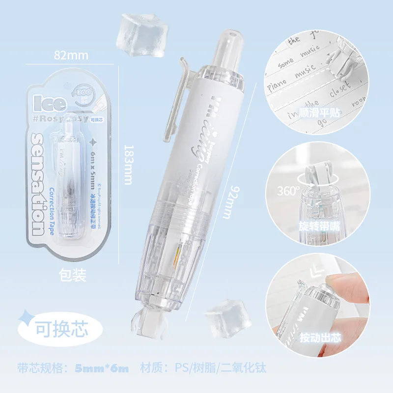 Press Type Kawaii Correction Tape Replaceable Refills White Out Corrector Band Student Japanese Stationery School Supplies
