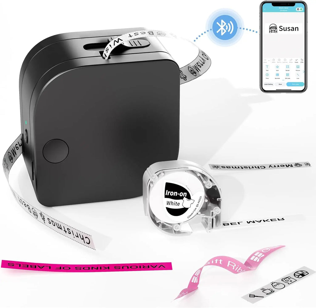 P12 Mini Label Maker Machine with Tape Bluetooth Label Printer Handheld Sticker Multiple Templates Font Inkless Sticker Maker