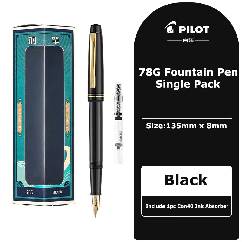 Pilot 78G Luxury Fountain Pen Set,22K Gold-Plated Nib Smooth Writing EF/F/M Calligraphy Pen Perfect Gift for Writer&Professional