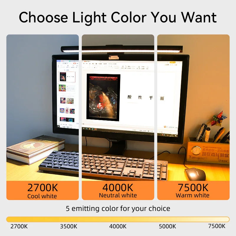 Led Monitor Light Bar Computer Lamps Reading Light Screen Hanging Desk Light Stepless Dimming Monitor For Bedroom Study Room