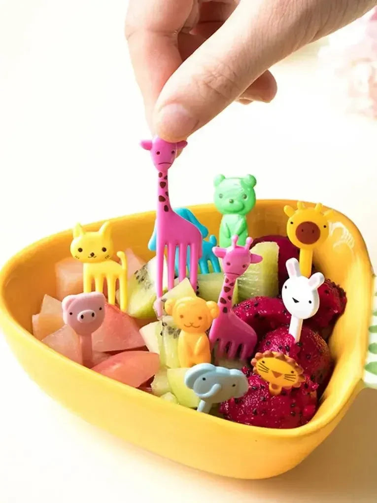 10pcs Animal Farm Fruit Fork Mini Cartoon Children Snack Cake Dessert Food Pick Toothpick Bento Lunches Party Christmas gift