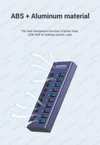 4/7/10 Ports USB 3.0 Hub Multiple Splitter 12V Power Adapter with On/off Switch USB Splitter High Speed Hub for MacBook Laptop