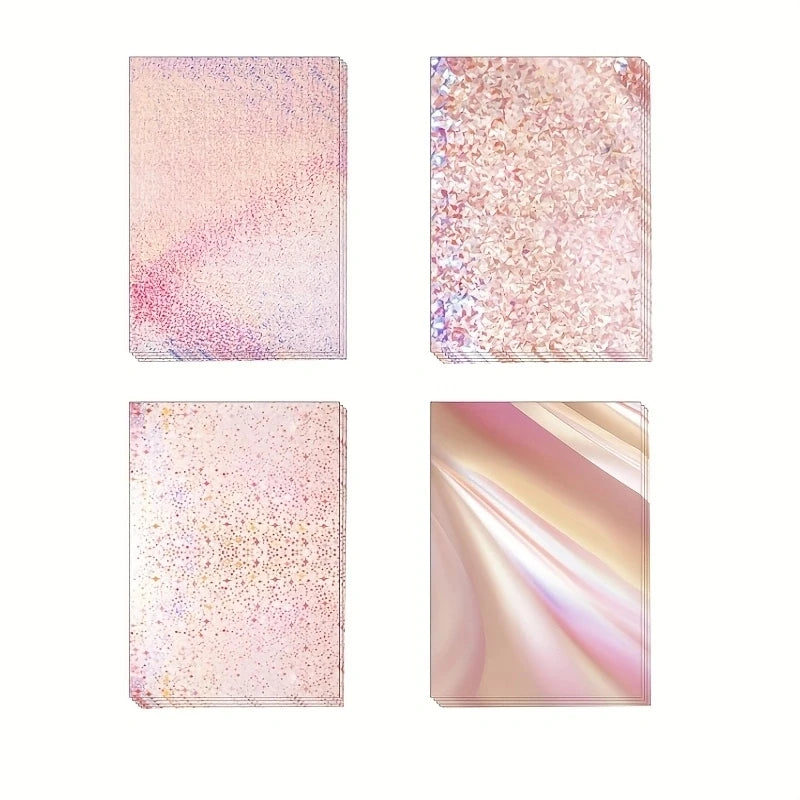 12 Sheets Holographic Cardstock 250gsm/92lb Metallic Paper Shimmering Colored Mirror Paper for DIY Cards and Scrapbooking