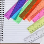 Classroom use, plastic, blue, durable and flexible 12-inch rulers in 8-pack for kids