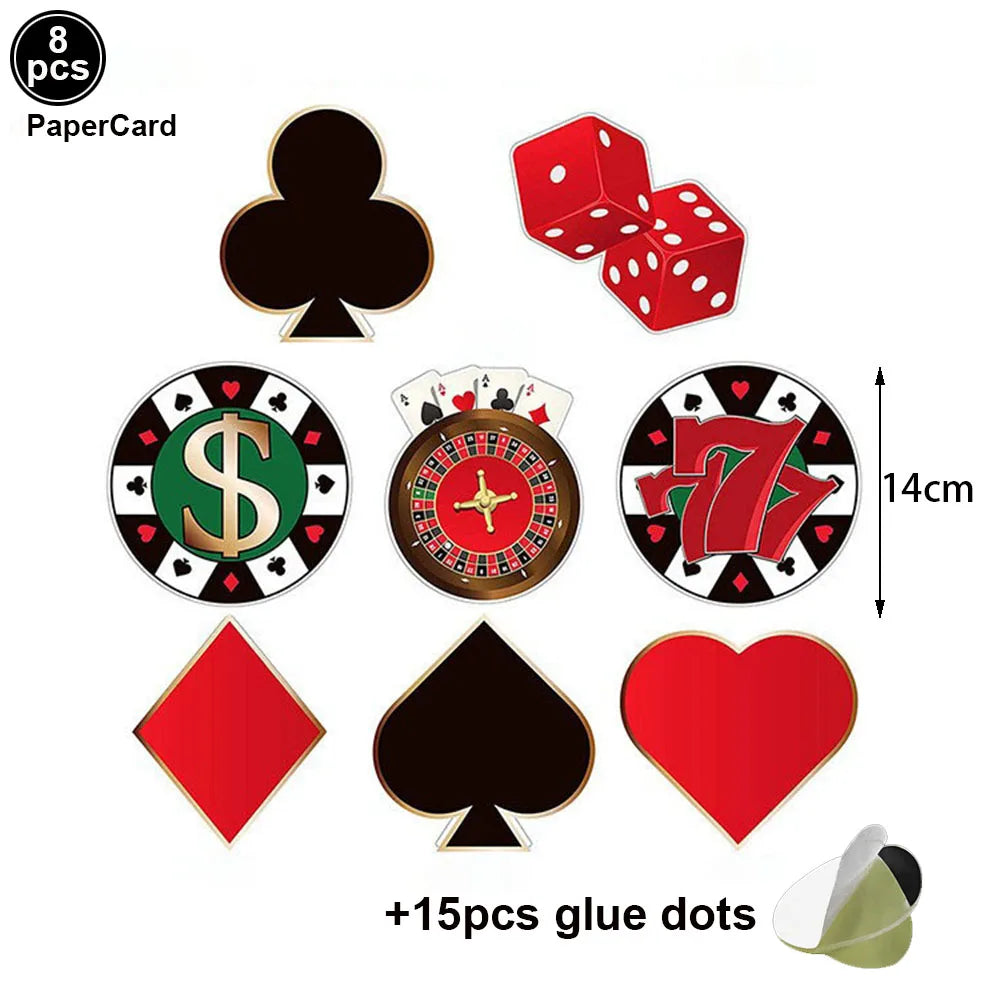 Casino Party Supplies for Men/Adults Poker Paper Plates Cups Napkins Straws for Poker Night Las Vegas Party Decorations