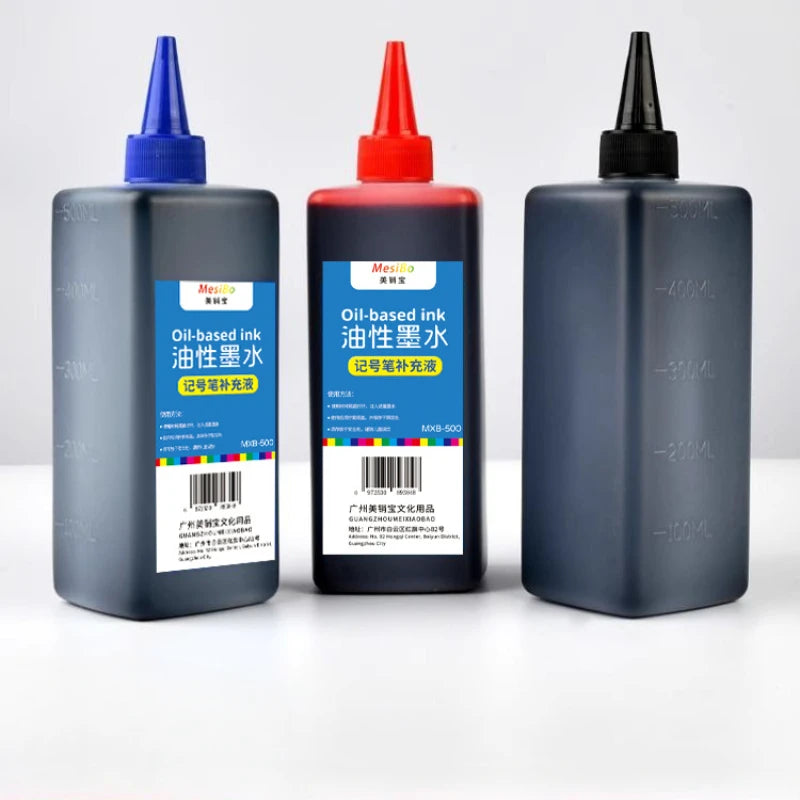 500ml Large Capacity Bottled Marker Ink Waterproof Quick Drying Oil-based Marker Refill Liquid School Supplies