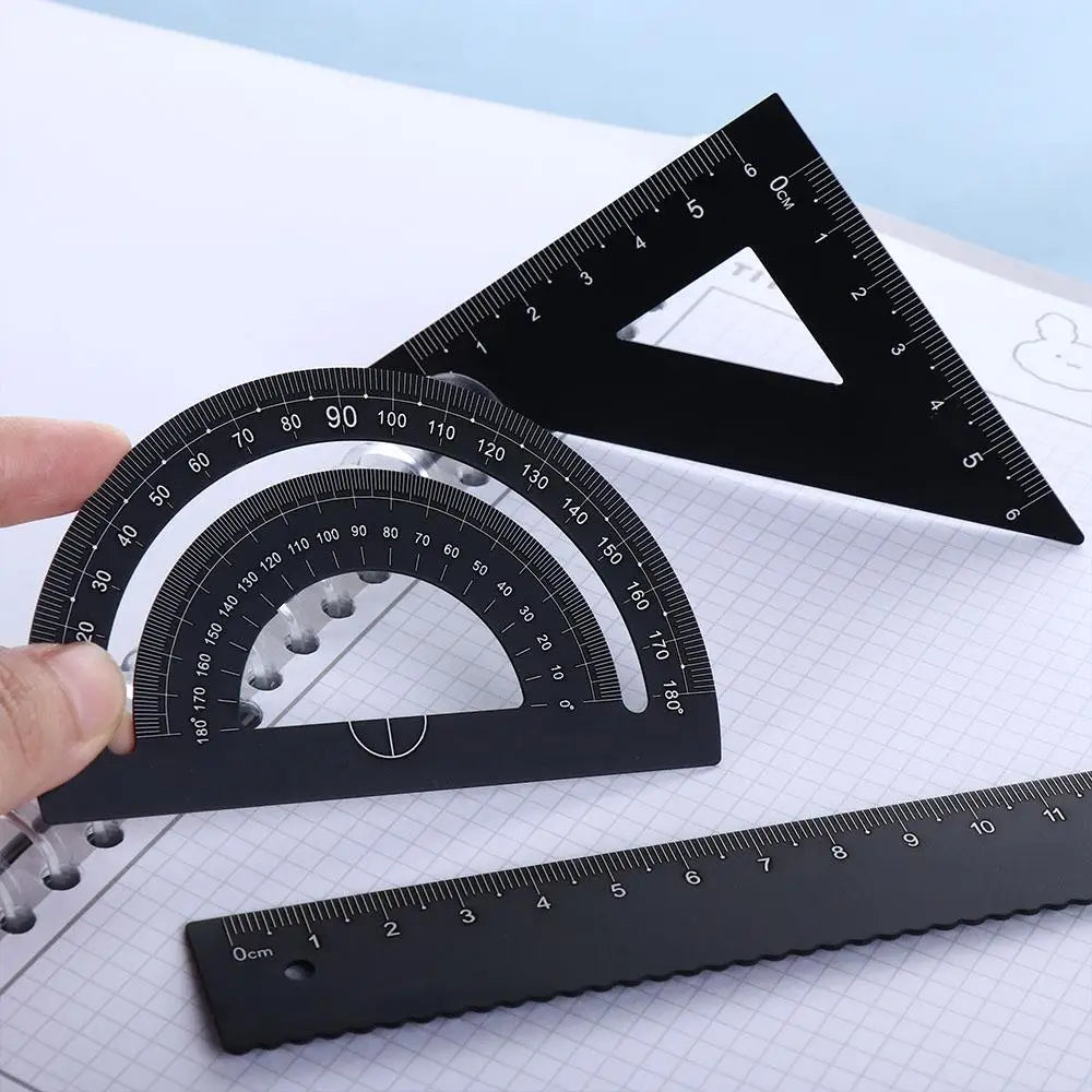 Durable Students Geometry School Maths Compass Metal Rulers Aluminium Ruler Set Examination Stationery Drafting Supplies