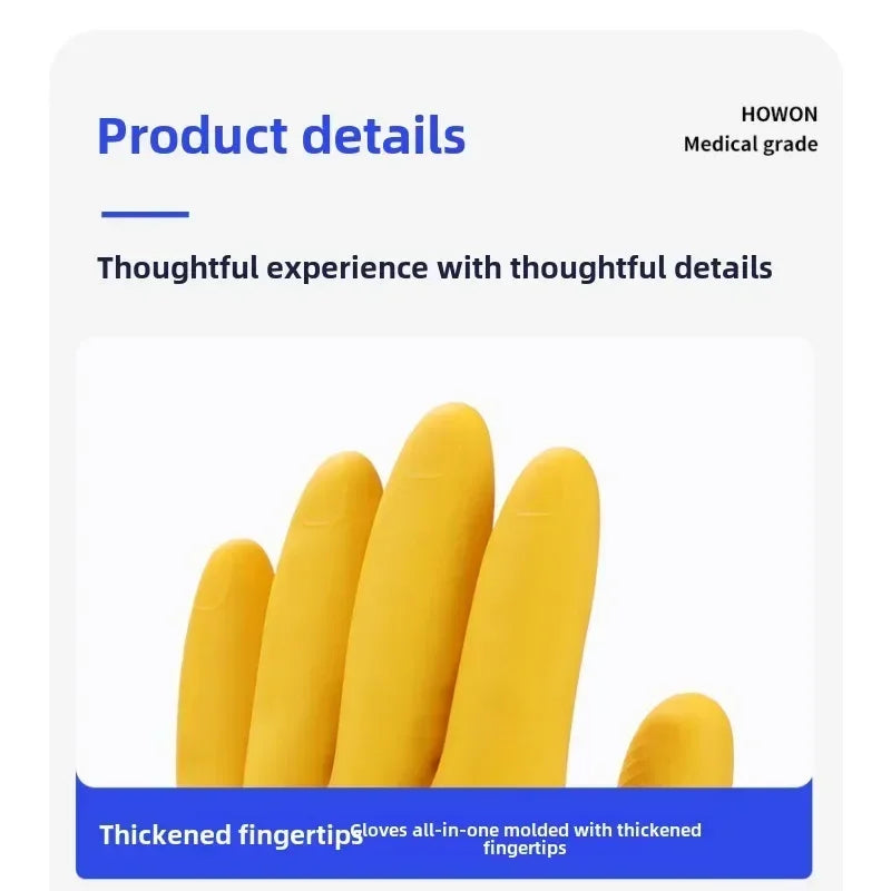 Natural Latex Gloves,Rubber,Household Kitchen Dishwashing And Laundry Car Wash,Thickened Acid And Alkali Resistant Latex Gloves