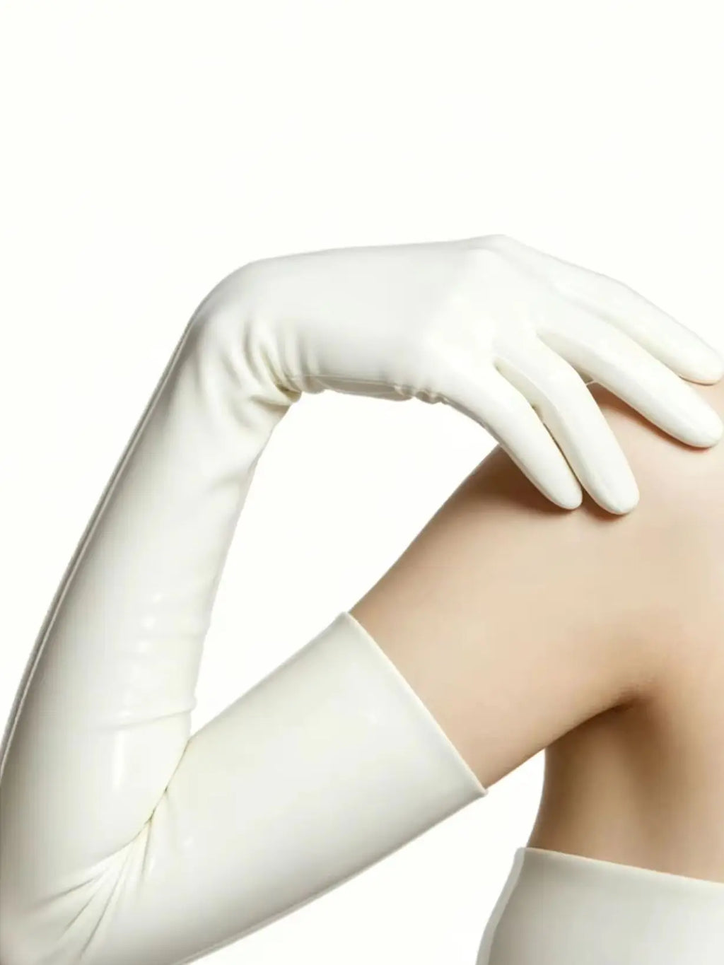 White Long Opera Latex Gloves For Men And Women Shiny Natural Rubber Gloves Cosplay Costume Party Clubwear