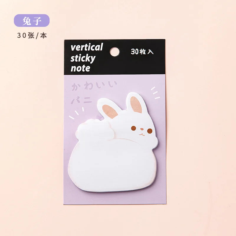 Cute Cartoon Animal Ass Sticky Notes 30Sheets Rabbit Dog Cat Bird Hip Memo Pad Notepads Thick Paper School Office Stationery