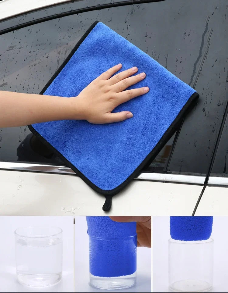 1/5pcs Microfiber Car Washing Towel Soft Quick Drying Windows Mirrors Wiping Rags Home Double Layer Cleaning Cloths 500GSM