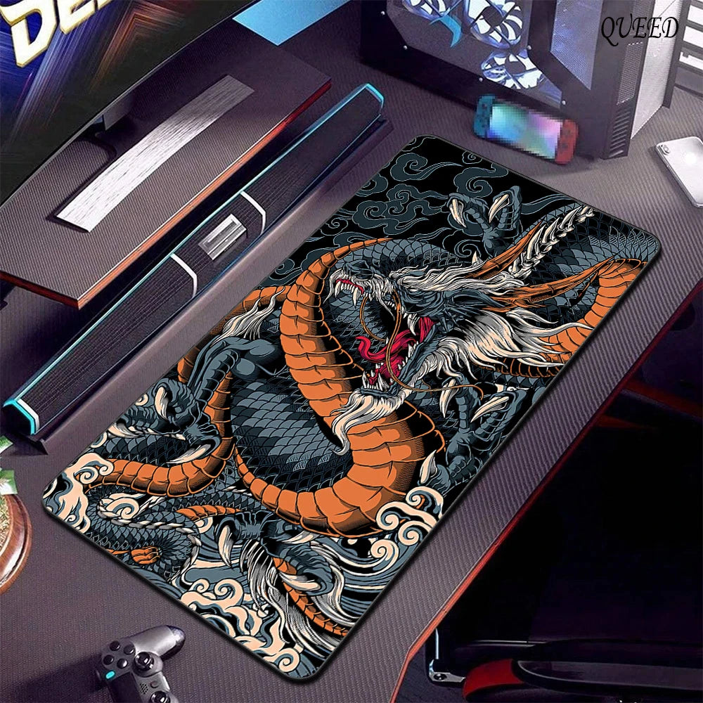 Black and White Dragon Large Mouse Mat Gaming Mousepad Big Rubber Base Mouse Pad Purple Deskpad Eyboard Mats Mousepads 400x900