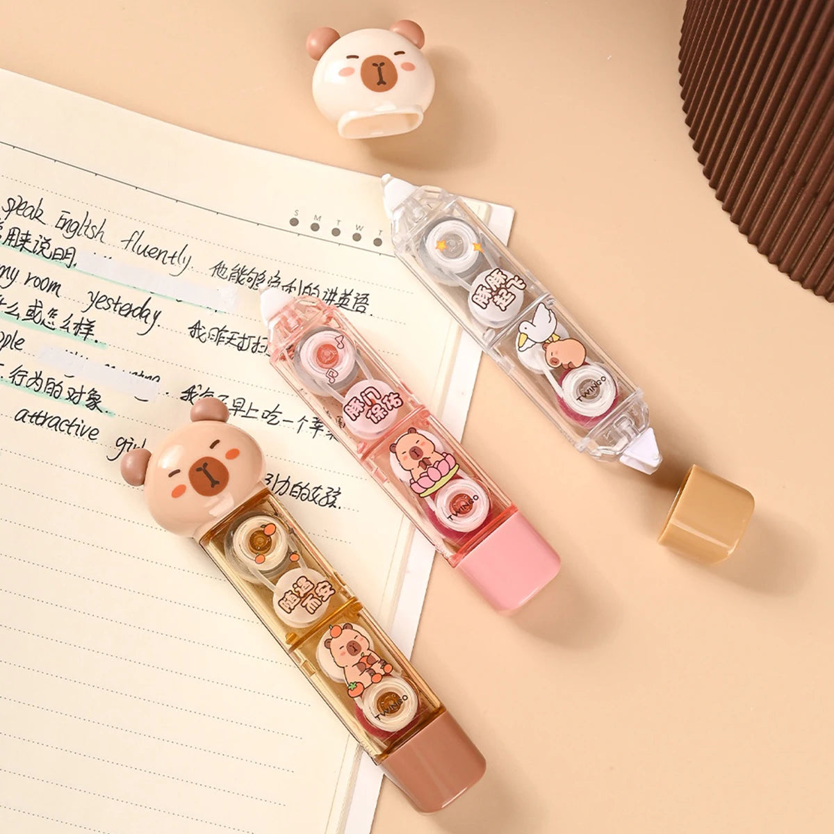 1pc Lovely Capybara Correction Tape, Creative Hand Holding Style Masking Dustproof Correction Tape Portable School Supplies