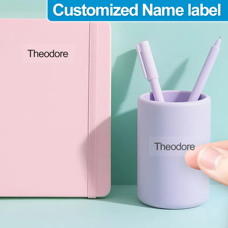 Personalized School Name Labels, Waterproof Custom Stickers for Kids Stationery, Transparent Multilingual Design for DIY Crafts