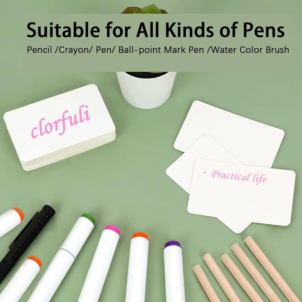 50/100PCS Blank Flash Cards DIY Blank White Cardstock Postcards for Graffiti Bookmarks Message Word Note Index Cards