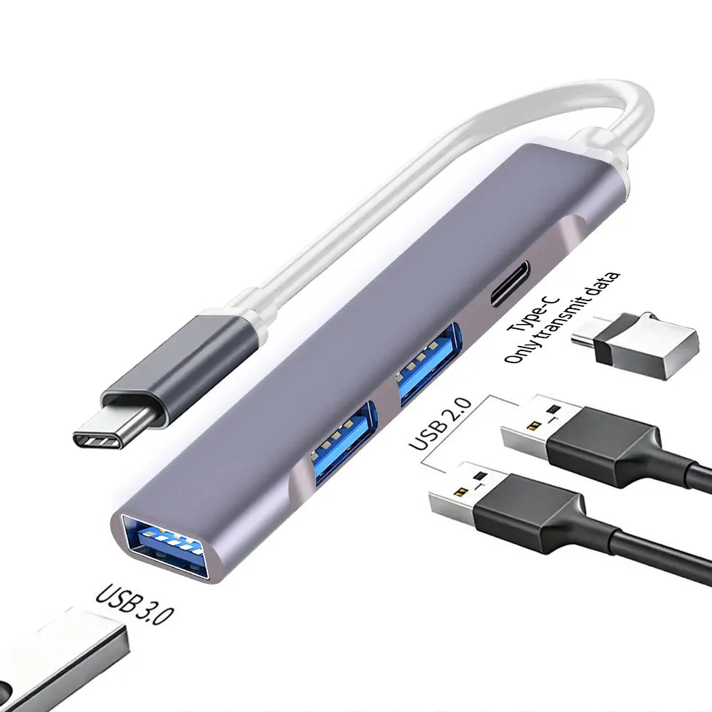 4 Ports USB C Docking Station Type C HUB USB 3.0 HUB 5Gbps High Speed Transmission USB Splitter Adapter OTG  for Laptop Macbook