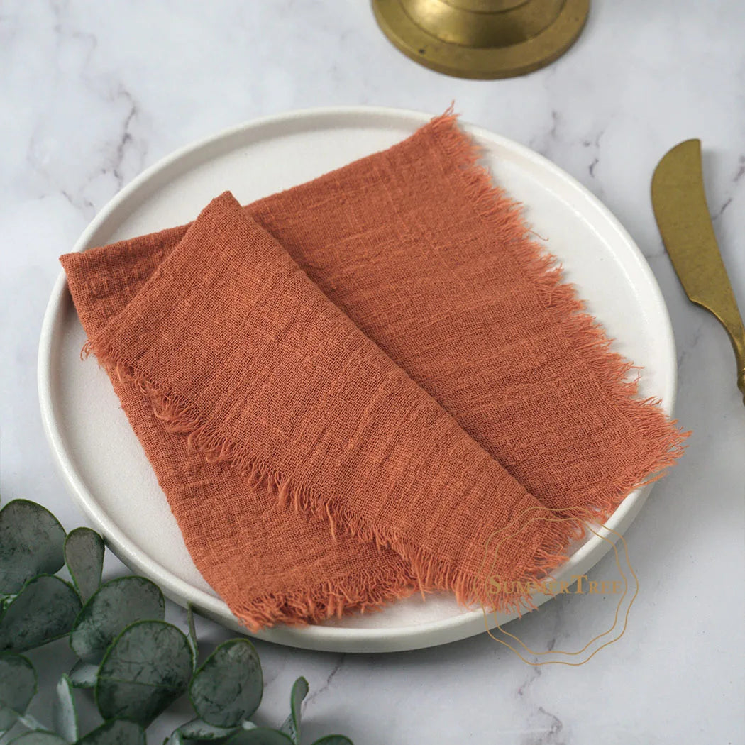 10pcs 32x32cm Cotton Gauze Napkins Retro Burr Design Napkin for Vintage Wedding Receptions Banquets Christmas Table Decoration