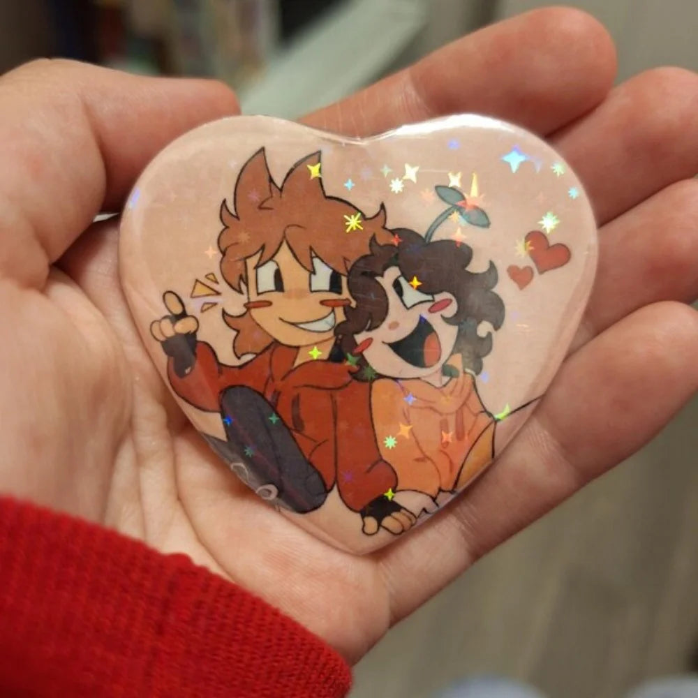 Custom Heart-Shaped Tinplate Pins Personalized Text Pattern Logo Printing Metal Badge Brooch Children And Friends Gift Wholesale