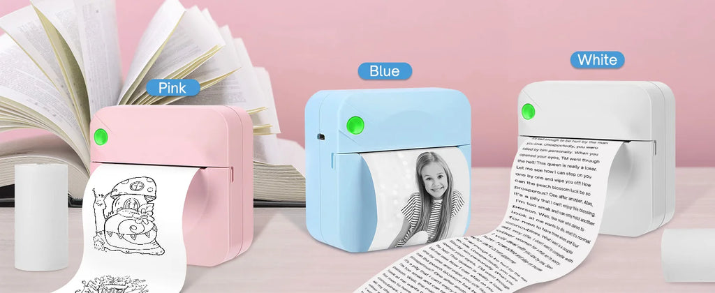 Mini Portable Printer Thermal Printing Sticker Wireless Inkless Mini Pocket Printer Self-adhesive Label Printer Photo Printer