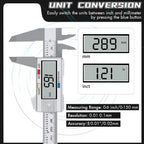 Electronic Digital Caliper, Inch and Millimeter Conversion, LCD Screen Display 0-6” Caliper Measuring Tool, Auto Power Off