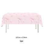 Pink bow Birthday Disposable Tableware Set Paper Plates Cups Napkins Girls Party Decoration Supplies