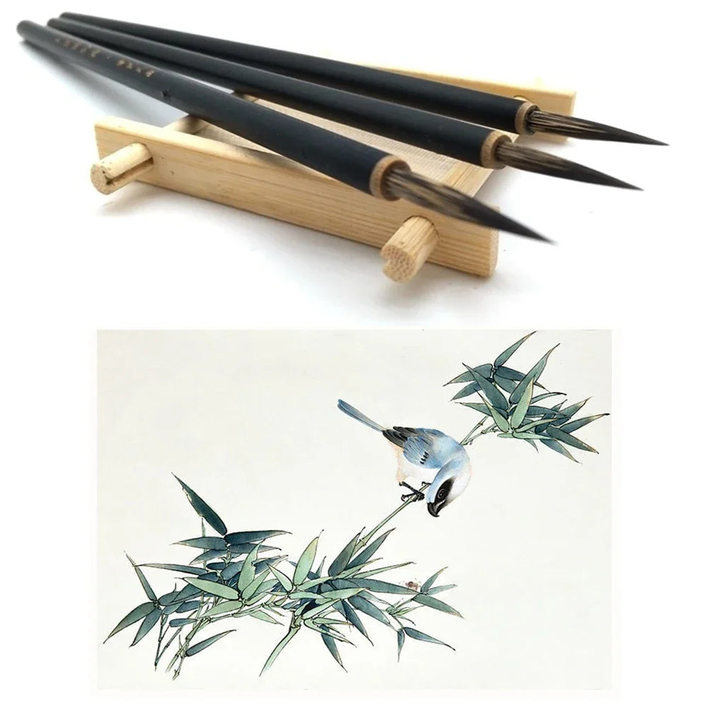 3pcs/set Hook Line Fine Paint Brush Copper Head Chinese Calligraphy Brush Pen Paint Brush Art Stationary Oil Painting Brush