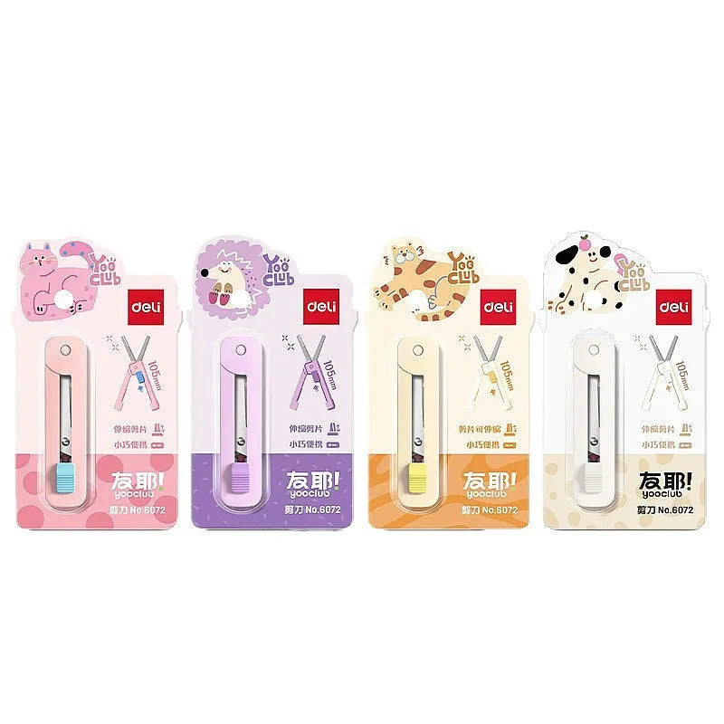 Portable Retractable Mini Scissors Safety Hand Cutter Small Cutting Tools for Student School Office Home Daily Use