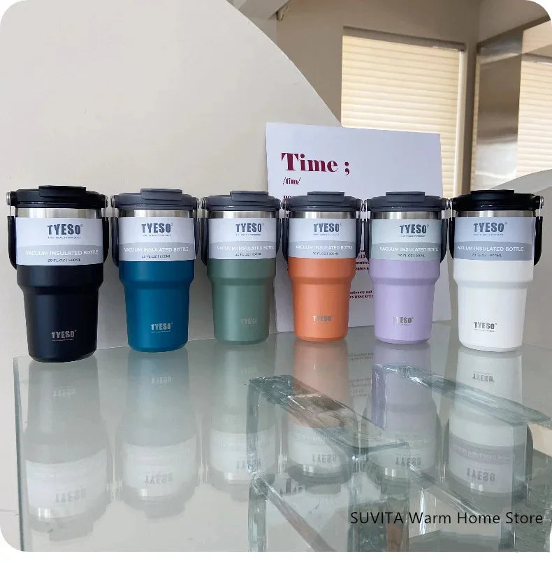 Tyeso Tumbler Coffee Cup Stainless Steel Vacuum Thermal Insulated Mug Large Capacity Double Drink Car Water Bottle Travel Mug