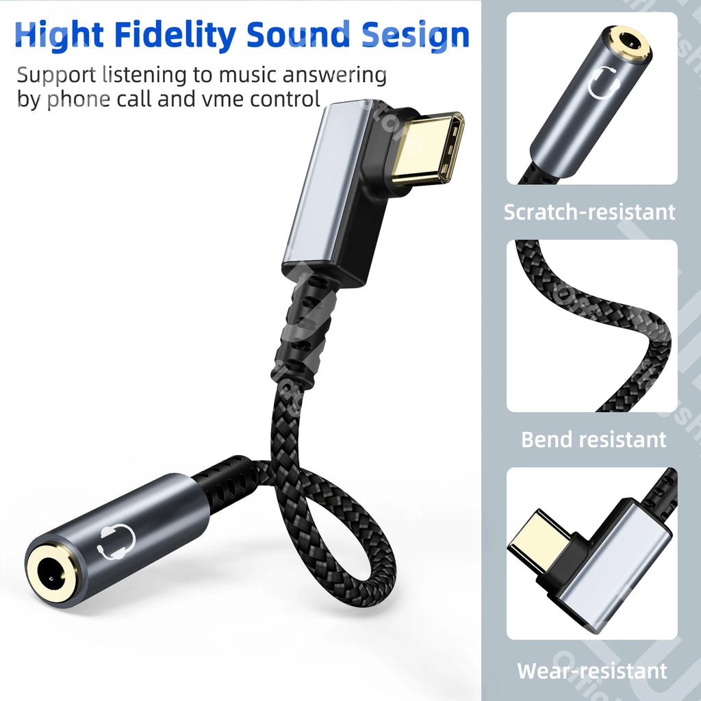 USB Type C 3.5 Jack HiFi Earphone Adapter USB C to 3.5mm Headphones AUX Audio Adapter Cable For iPad Pro Samsung Huawei Xiaomi