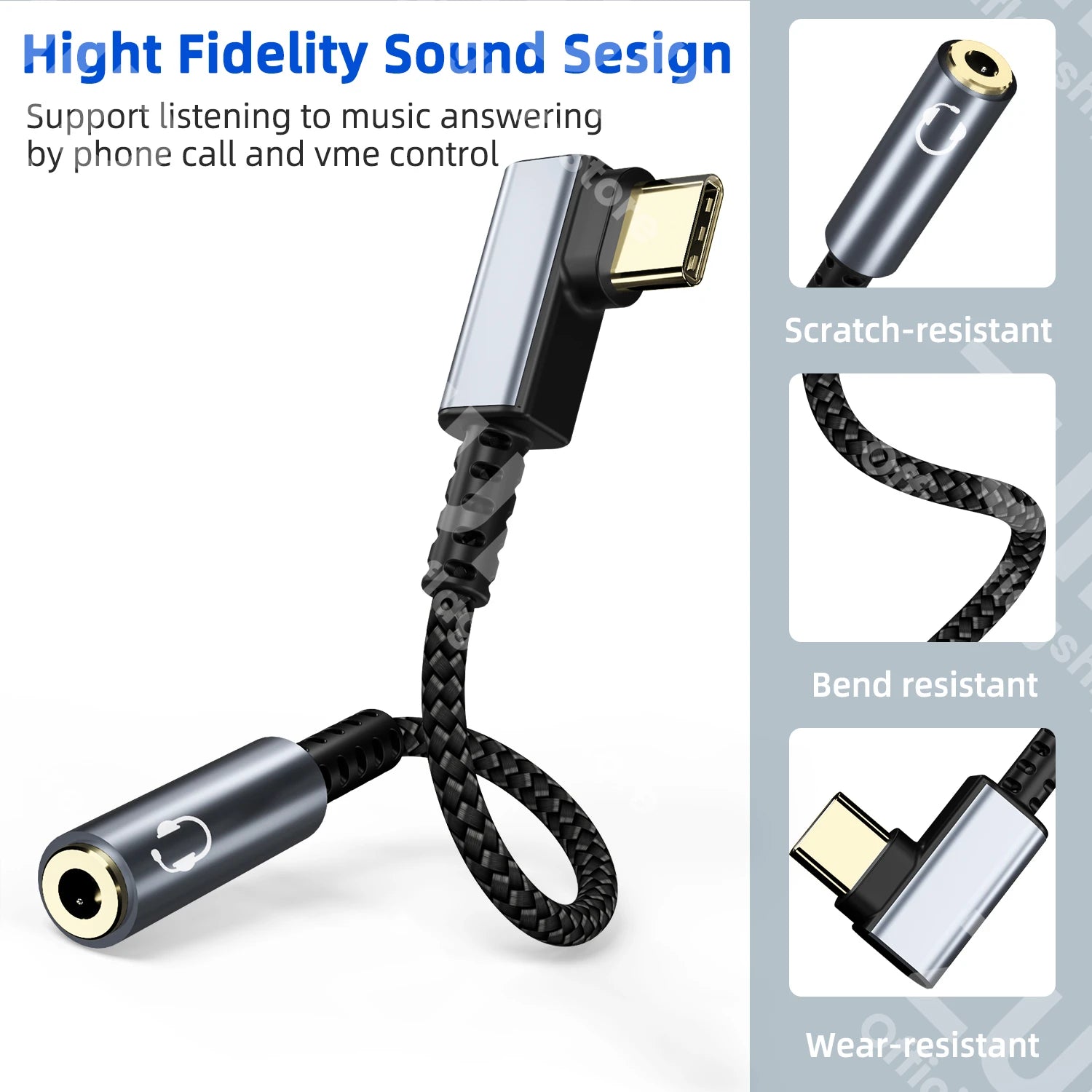 USB Type C 3.5 Jack HiFi Earphone Adapter USB C to 3.5mm Headphones AUX Audio Adapter Cable For iPad Pro Samsung Huawei Xiaomi