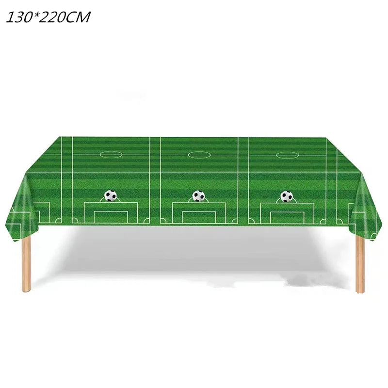Football Party Tablecloth Decorations Soccer Ball Theme Party Supplies Disposable Table Cover Tableware Set Kids Birthday Party