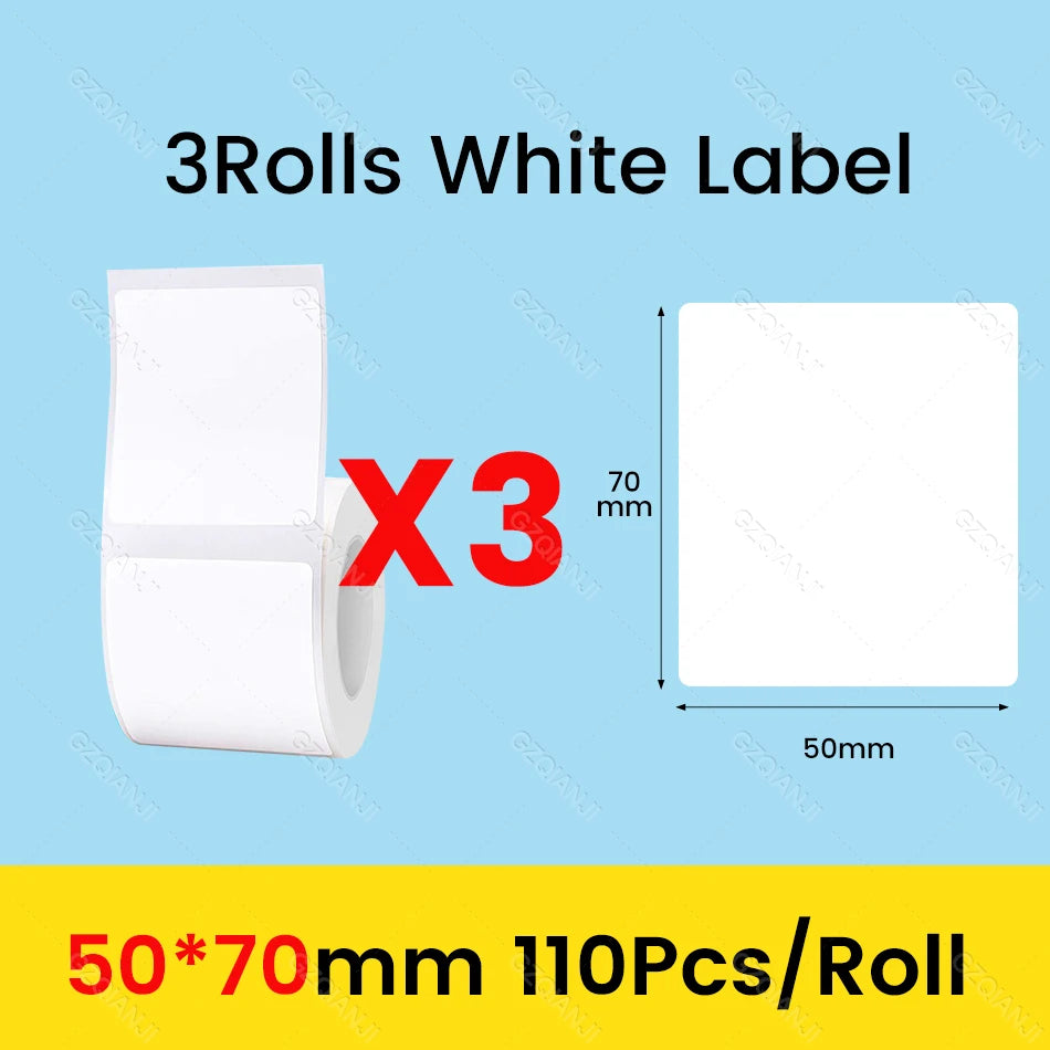 3/5/10 Rolls NiiMbot B21 B1 Label Printer Paper Roll Waterproof Anti-Oil Tear-Resistant Price Tag Pure White Sticker Papers