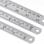 Stainless Steel Ruler Set 6 8 12 16 20 Inch Metal Rulers High Precision Double-Sided Engineering Drawing Office School Tools